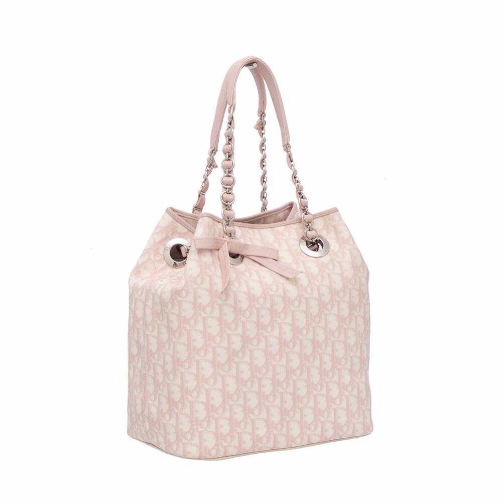 Dior Y2K Diorissimo Oblique Monogram Bucket Tote Shoulder Bag Pink Galliano Era